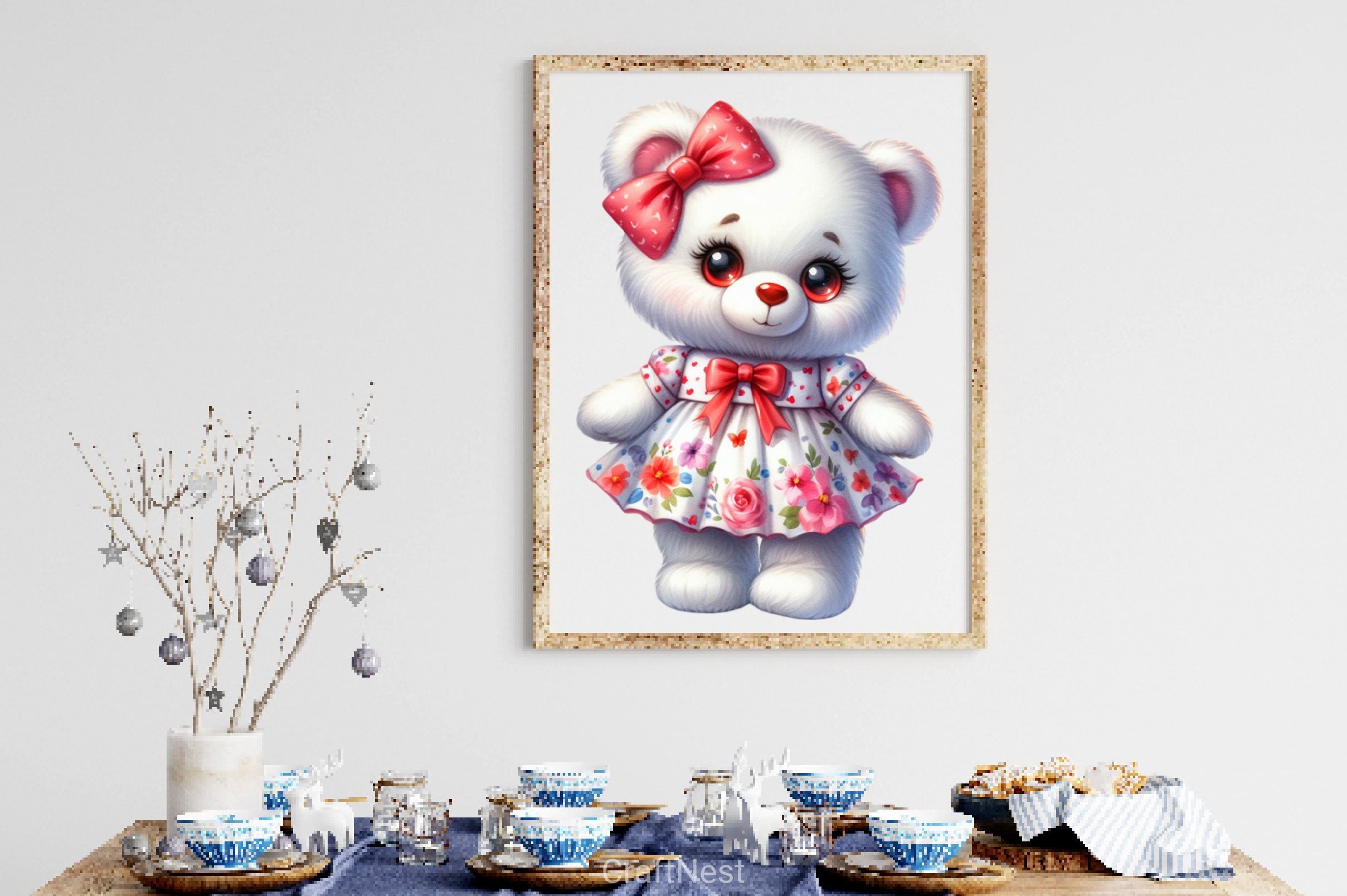 Cute White Teddy Bear Clipart Bundle - CraftNest - Digital Crafting and Art