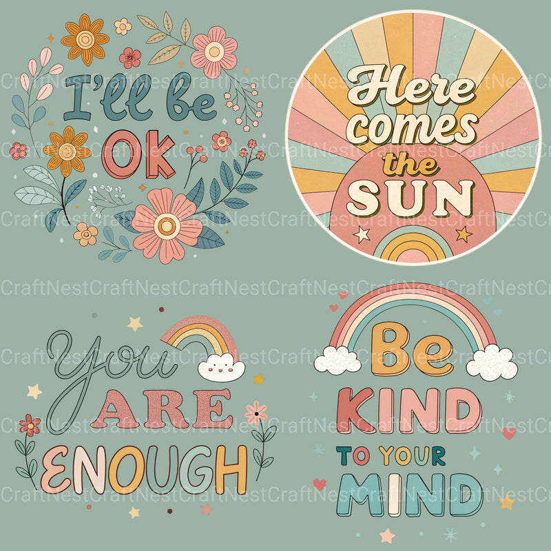 Retro Positive Words 2 Clipart Bundle - CraftNest - Digital Crafting and Art