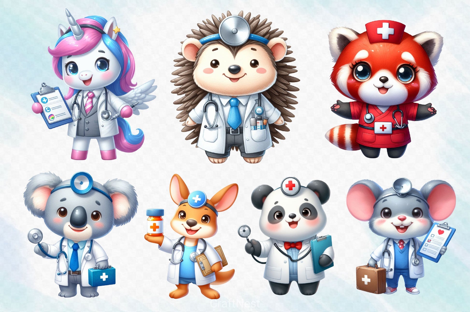 Nurse Animals Clipart Bundle - CraftNest - Digital Crafting and Art