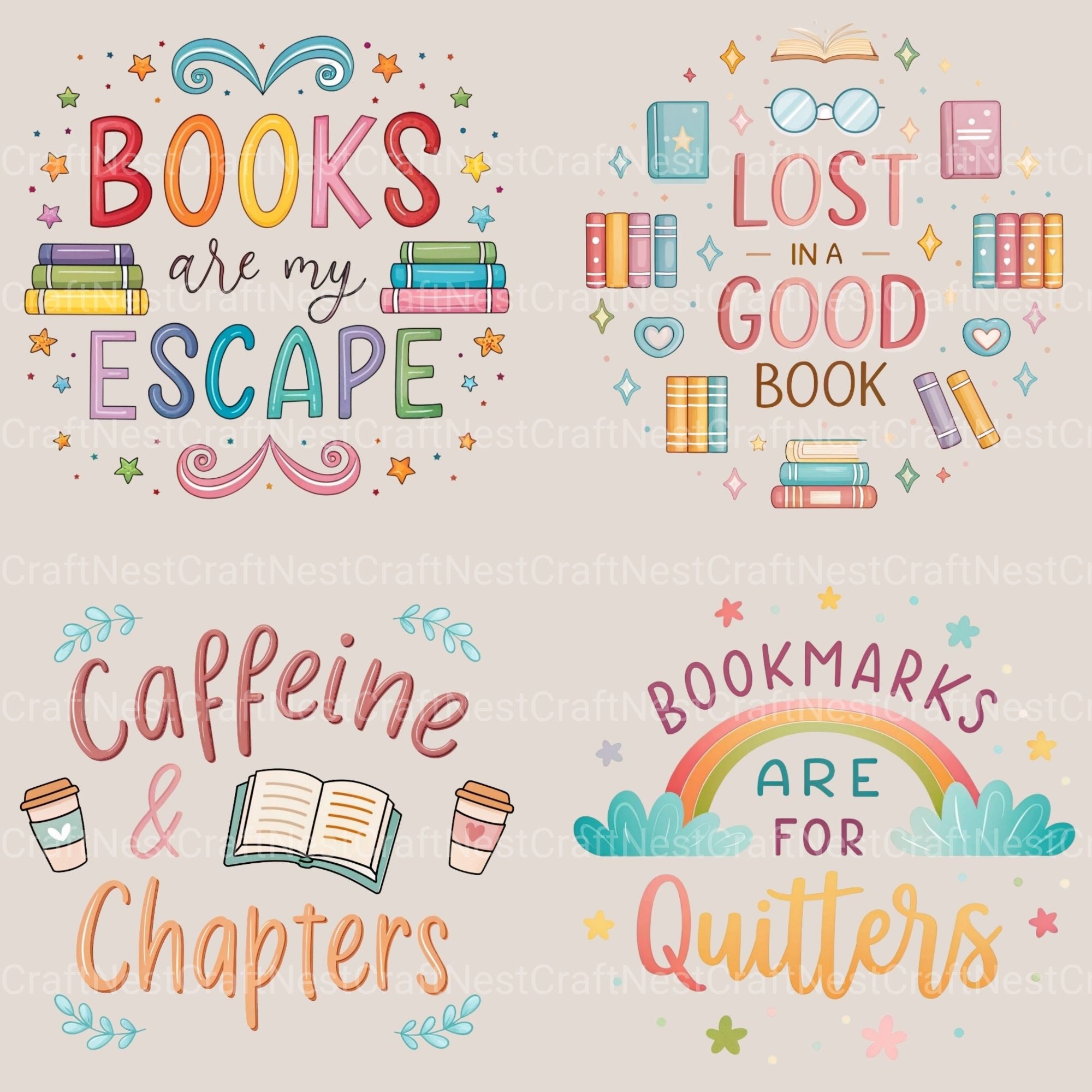 Book Quotes Clipart Bundle - CraftNest - Digital Crafting and Art