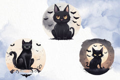 Night Black Cat Clipart Bundle 2 - CraftNest - Digital Crafting and Art