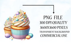Cute Easter Cupcake Clipart Bundle - CraftNest - Digital Crafting and Art