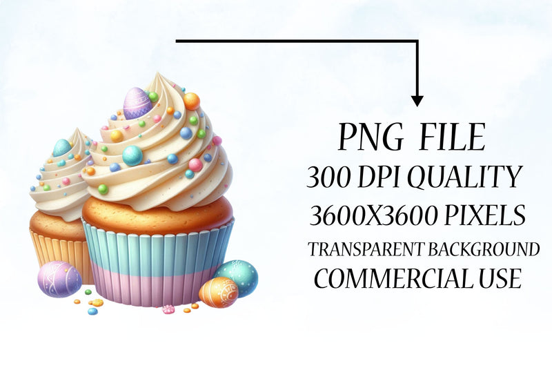 Cute Easter Cupcake Clipart Bundle - CraftNest - Digital Crafting and Art