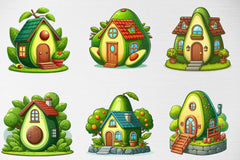 Kawaii Avocado House Clipart Bundle - CraftNest - Digital Crafting and Art