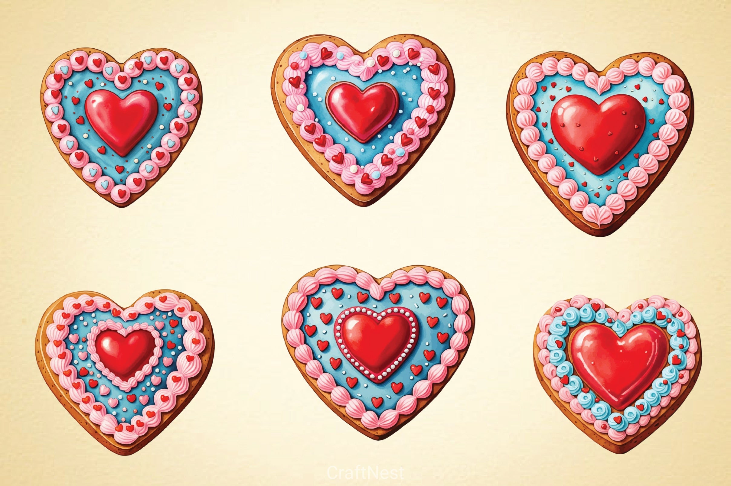 Valentine's Love Cookie Clipart Bundle - CraftNest - Digital Crafting and Art