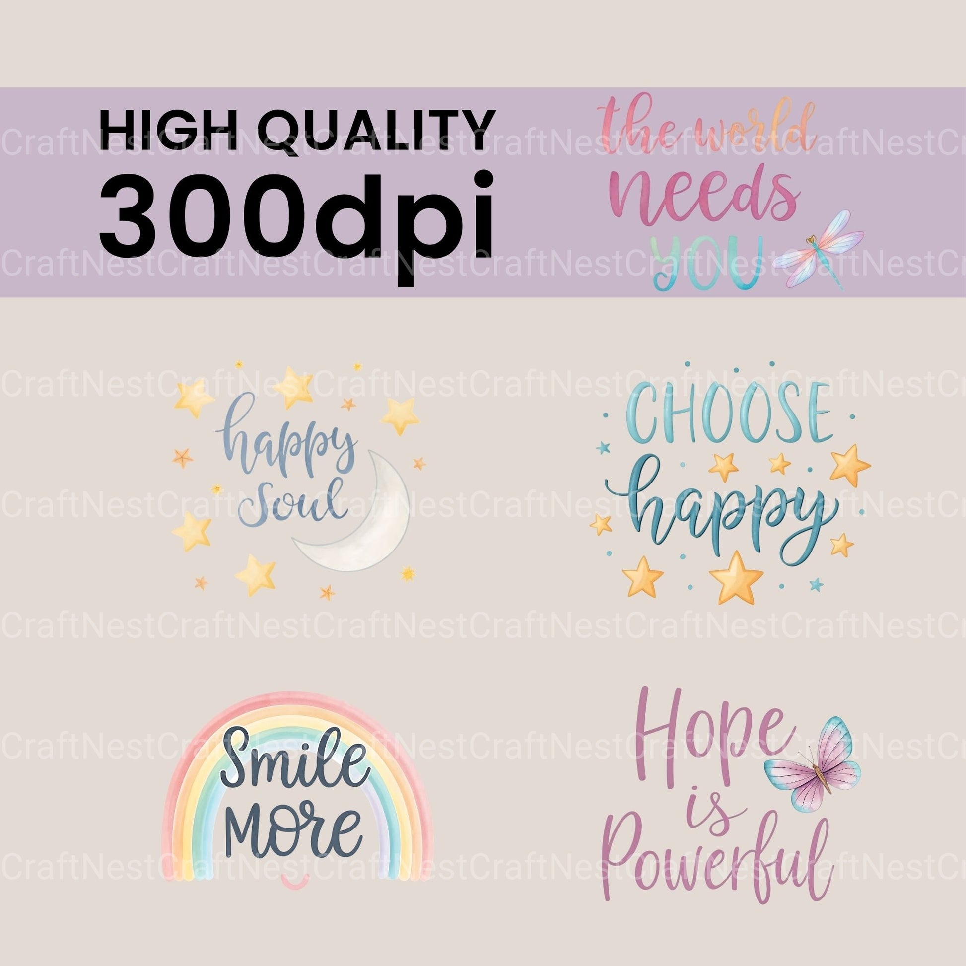 Positive Words Clipart Bundle - CraftNest - Digital Crafting and Art