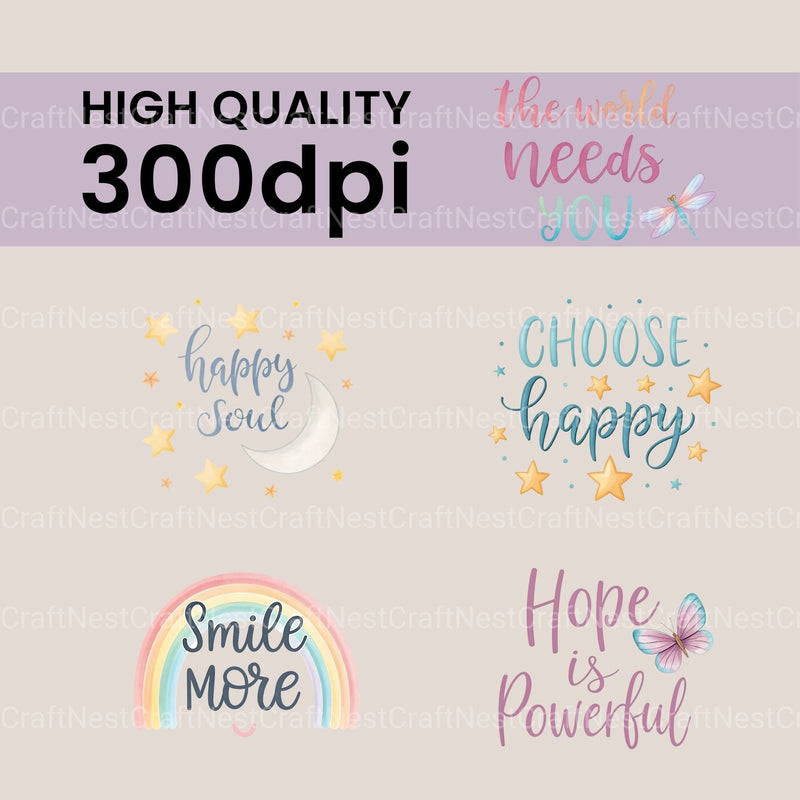 Positive Words Clipart Bundle - CraftNest - Digital Crafting and Art