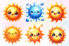 Kawaii Sun Clipart Bundle 5 - CraftNest - Digital Crafting and Art