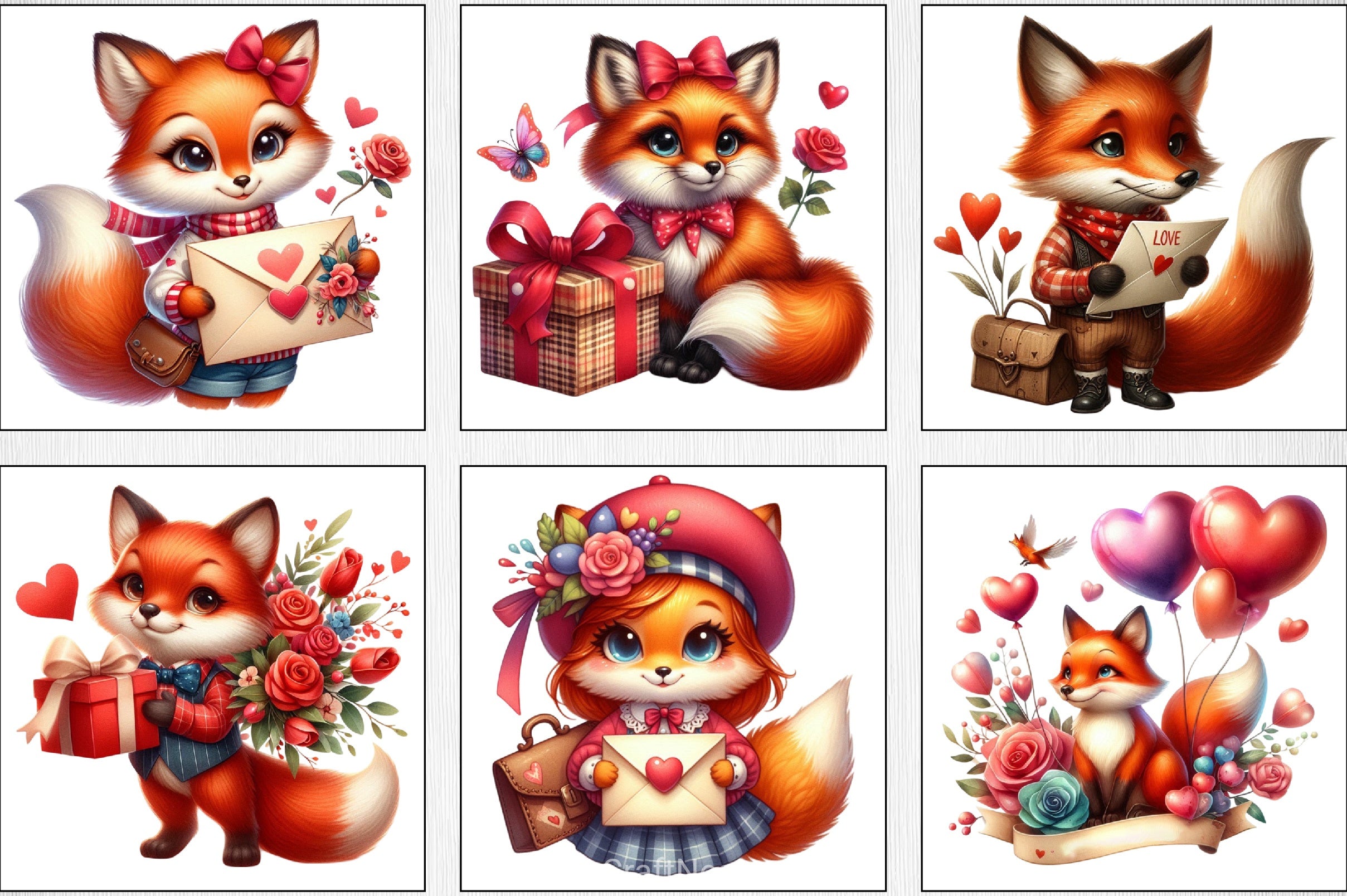 Valentine's Day Fox Clipart Bundle - CraftNest - Digital Crafting and Art