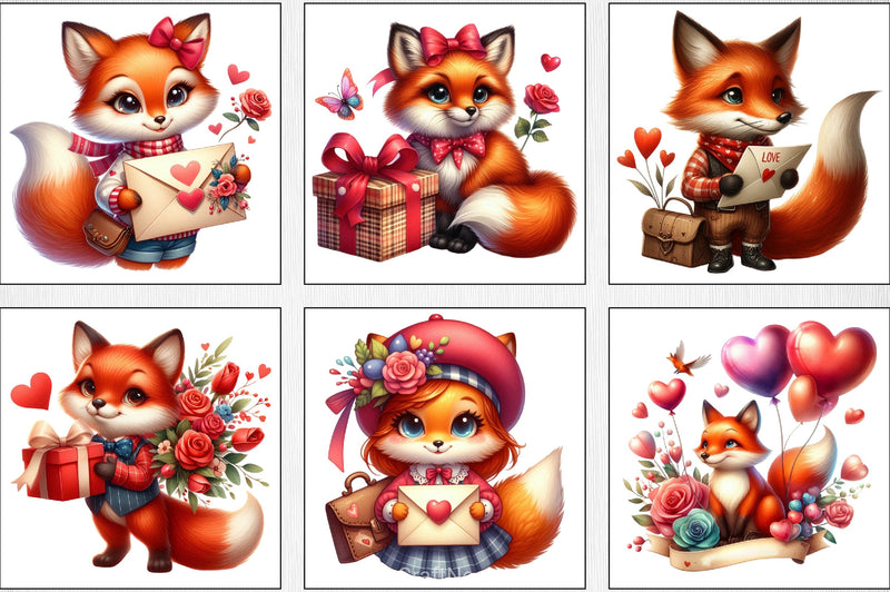 Valentine's Day Fox Clipart Bundle - CraftNest - Digital Crafting and Art