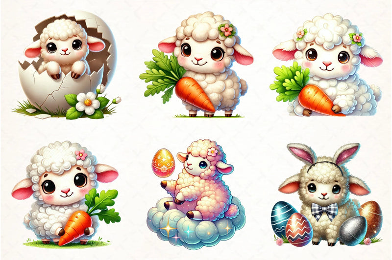 Happy Easter Sheep Clipart Bundle - CraftNest - Digital Crafting and Art