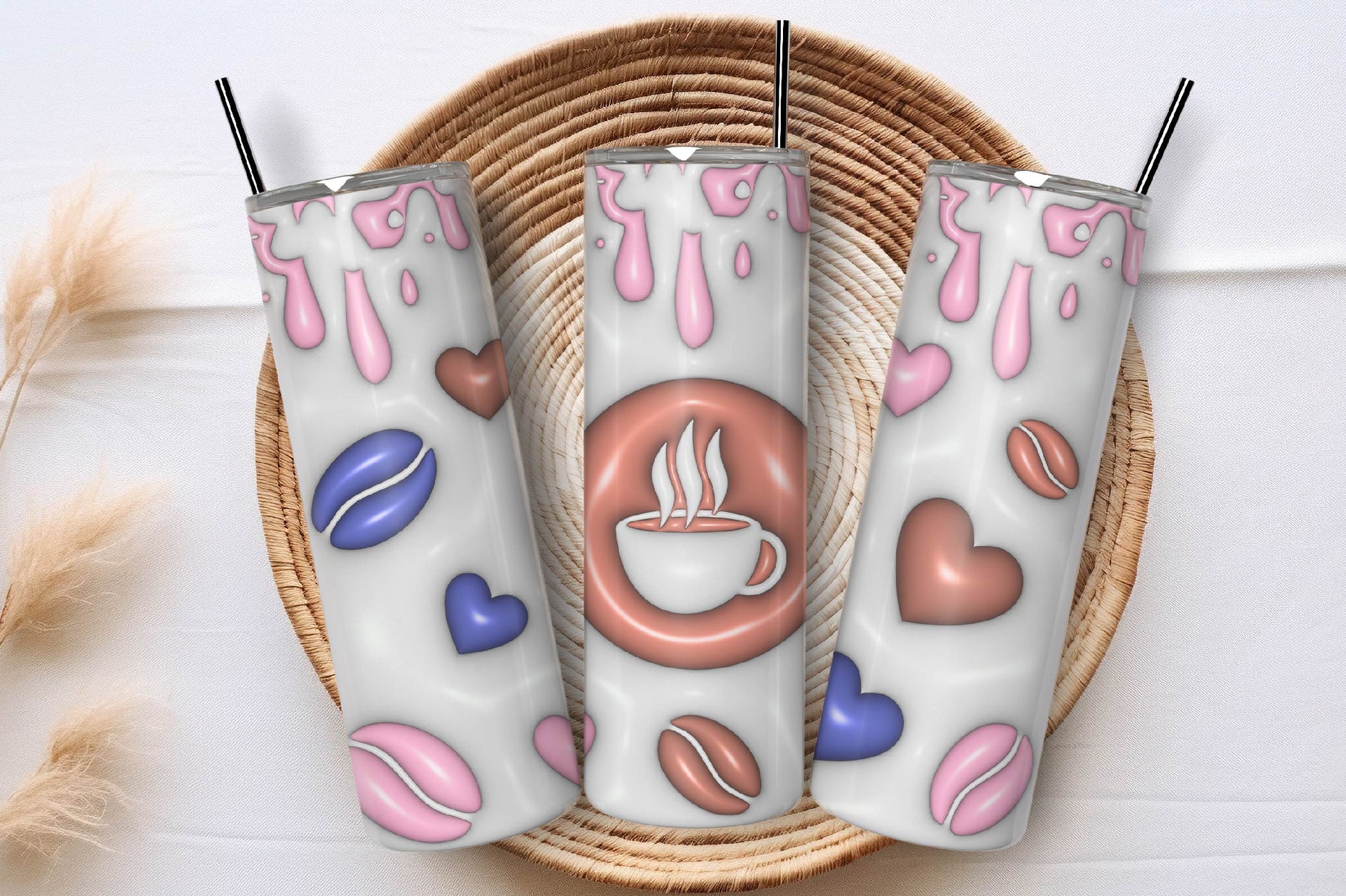3D Inflated Coffee Tumbler Bundle - CraftNest - Digital Crafting and Art