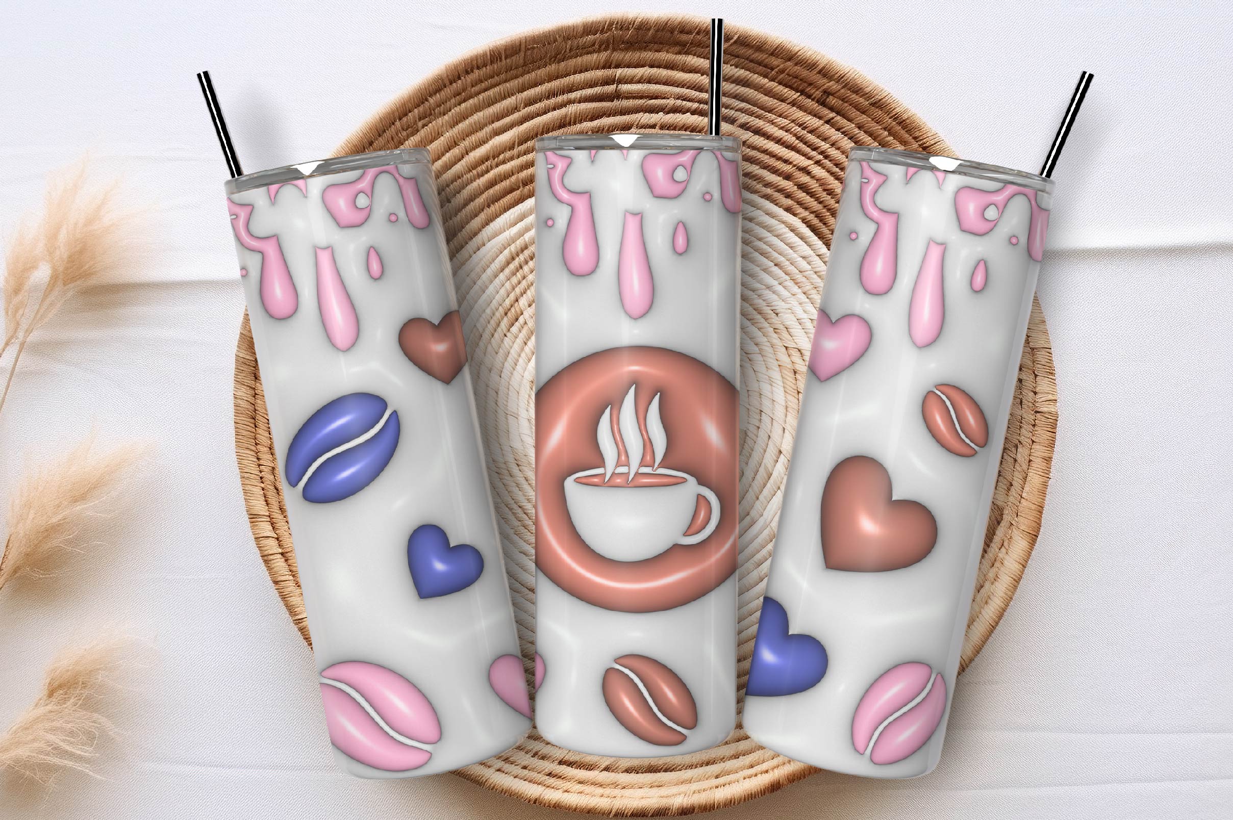 3D Inflated Coffee Tumbler Bundle - CraftNest - Digital Crafting and Art