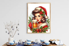 Christmas Pin Up Girls Beer Mug Clipart Bundle - CraftNest - Digital Crafting and Art