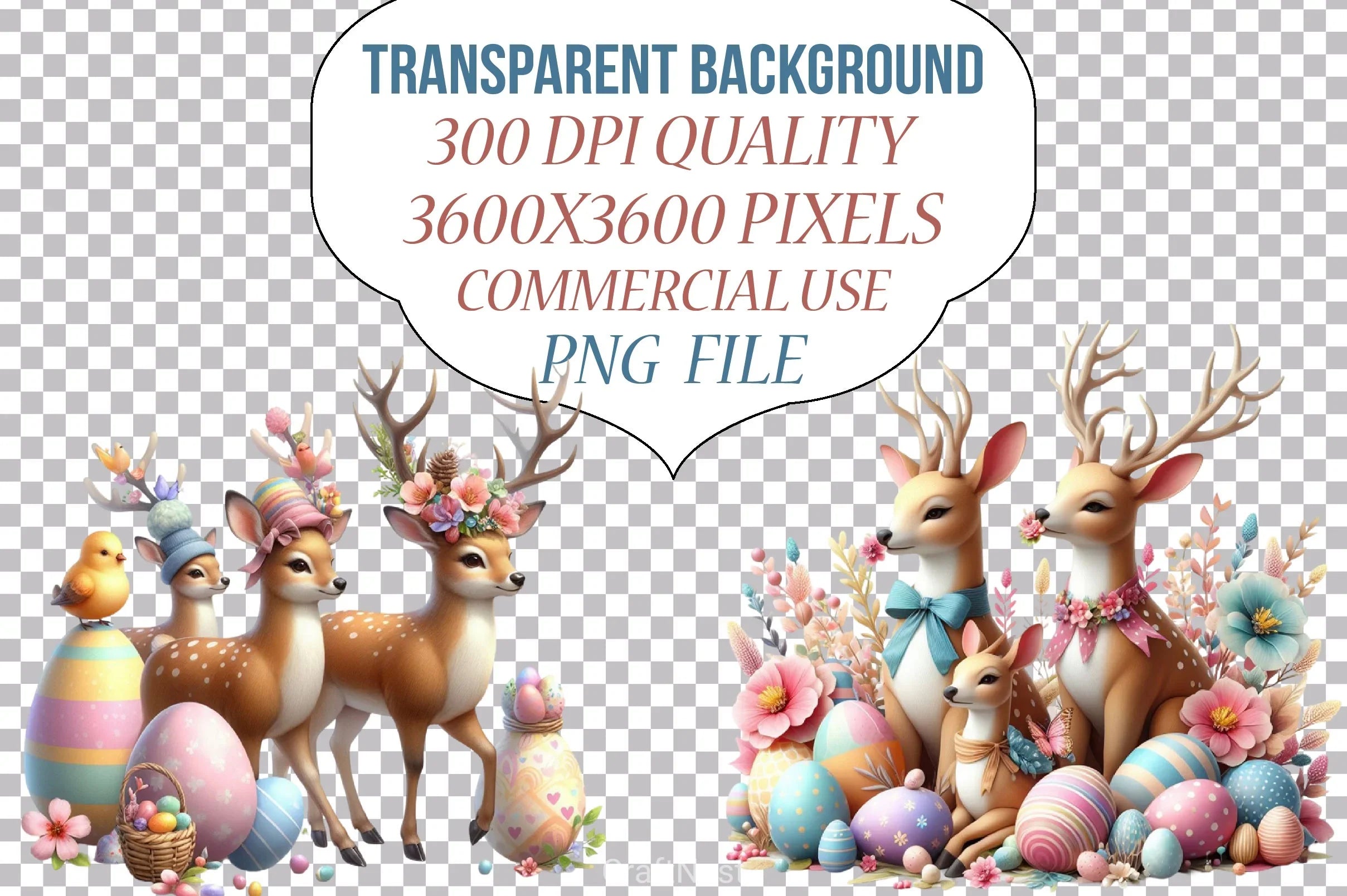 Easter Deer Clipart Bundle - CraftNest - Digital Crafting and Art