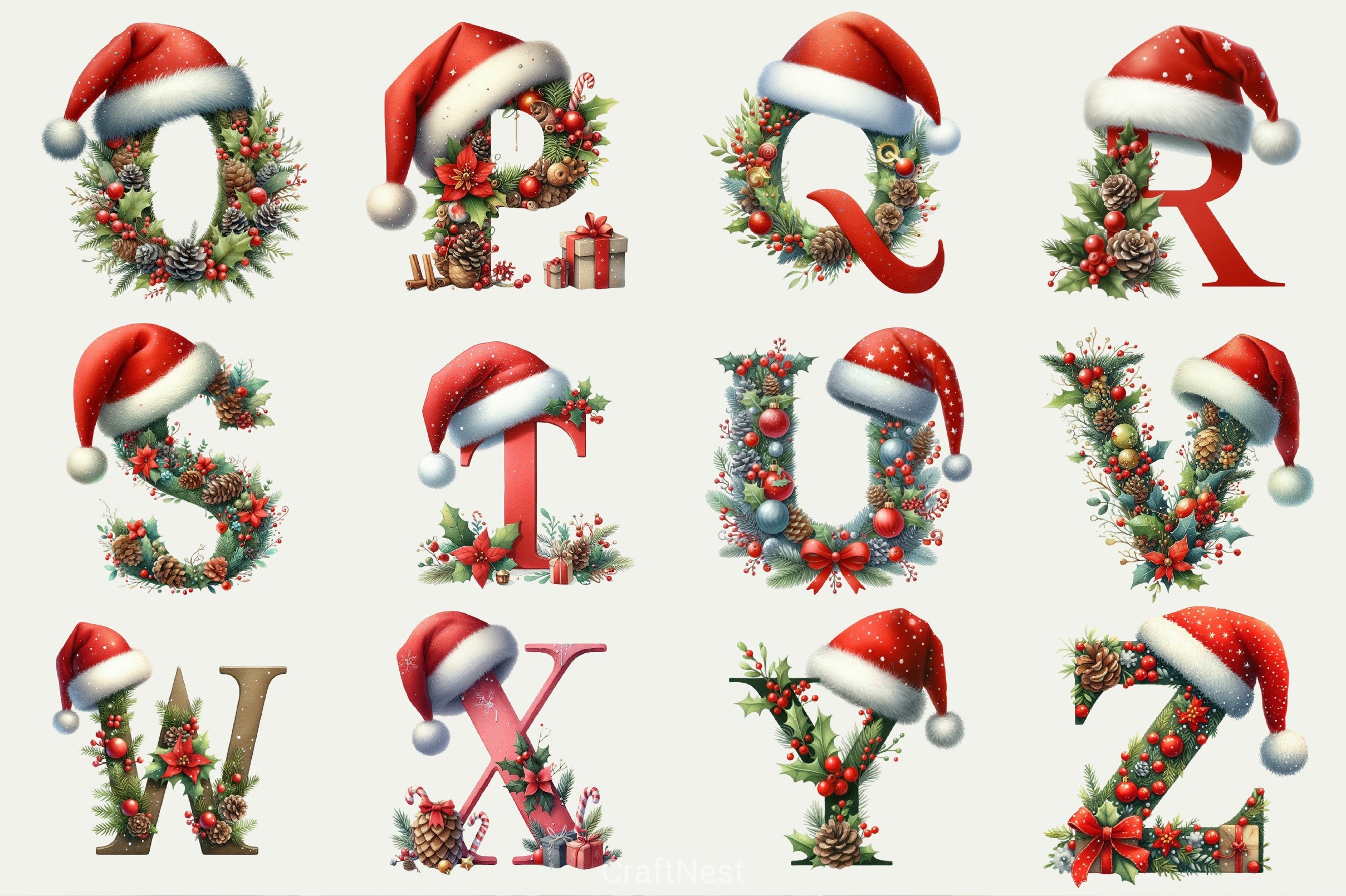 Christmas Alphabet Clipart Bundle 1 - CraftNest - Digital Crafting and Art