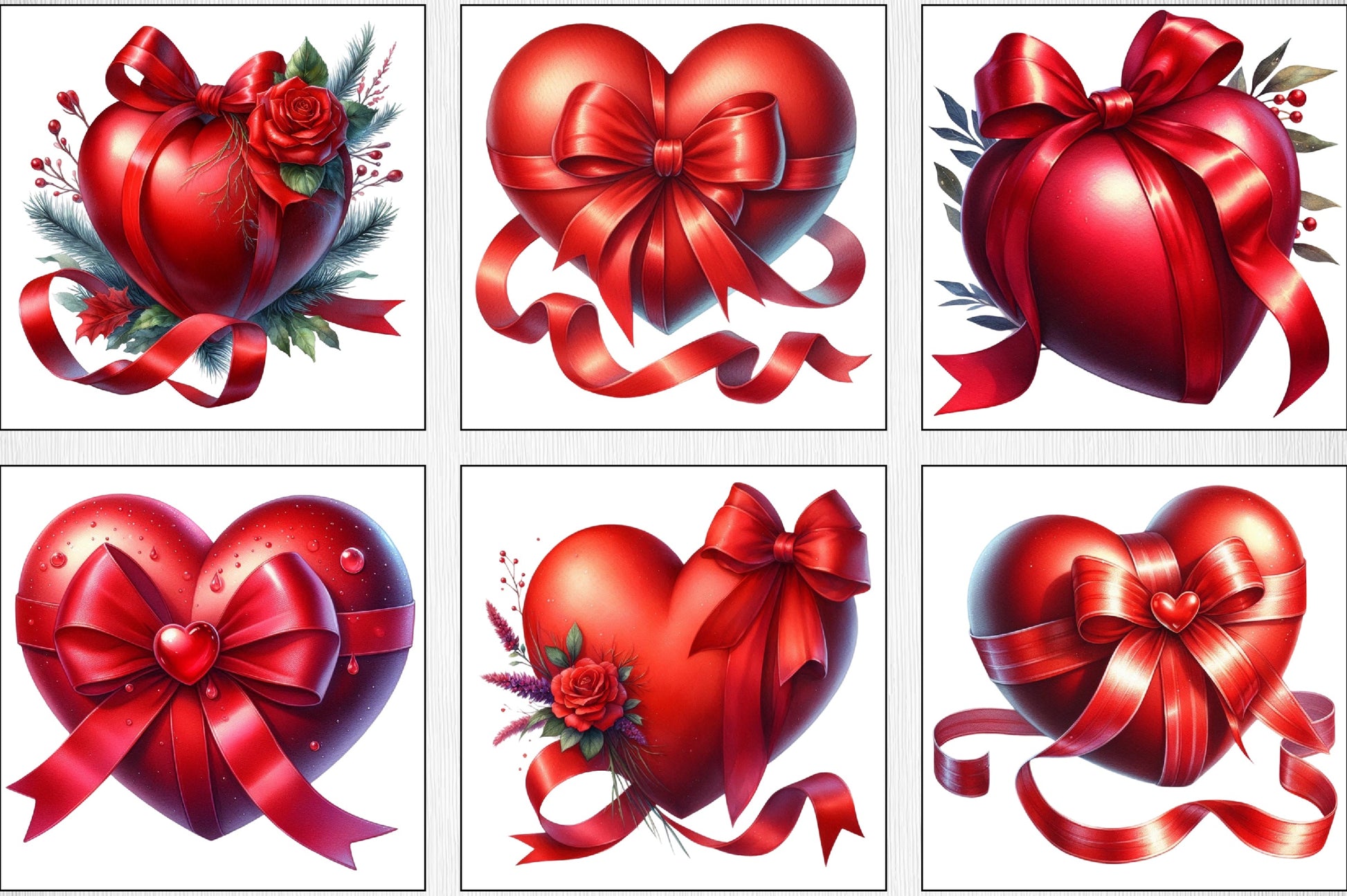 Valentine's Red Heart Bow Clipart Bundle - CraftNest - Digital Crafting and Art