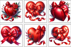 Valentine's Red Heart Bow Clipart Bundle - CraftNest - Digital Crafting and Art