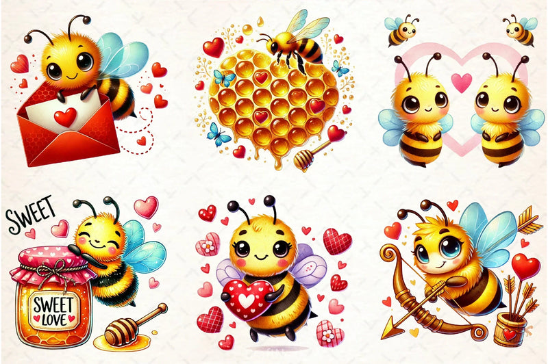 Lovely Bee Valentine's Clipart Bundle - CraftNest - Digital Crafting and Art