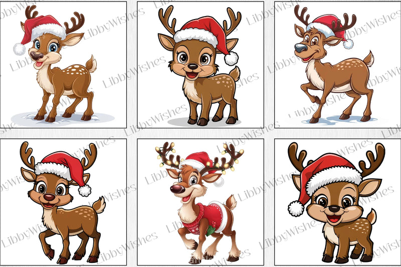Christmas Reindeer Clipart Bundle 3 - CraftNest - Digital Crafting and Art