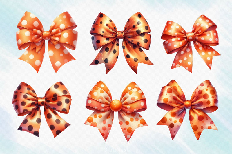 Watercolour Orange Bows Clipart Bundle - CraftNest - Digital Crafting and Art