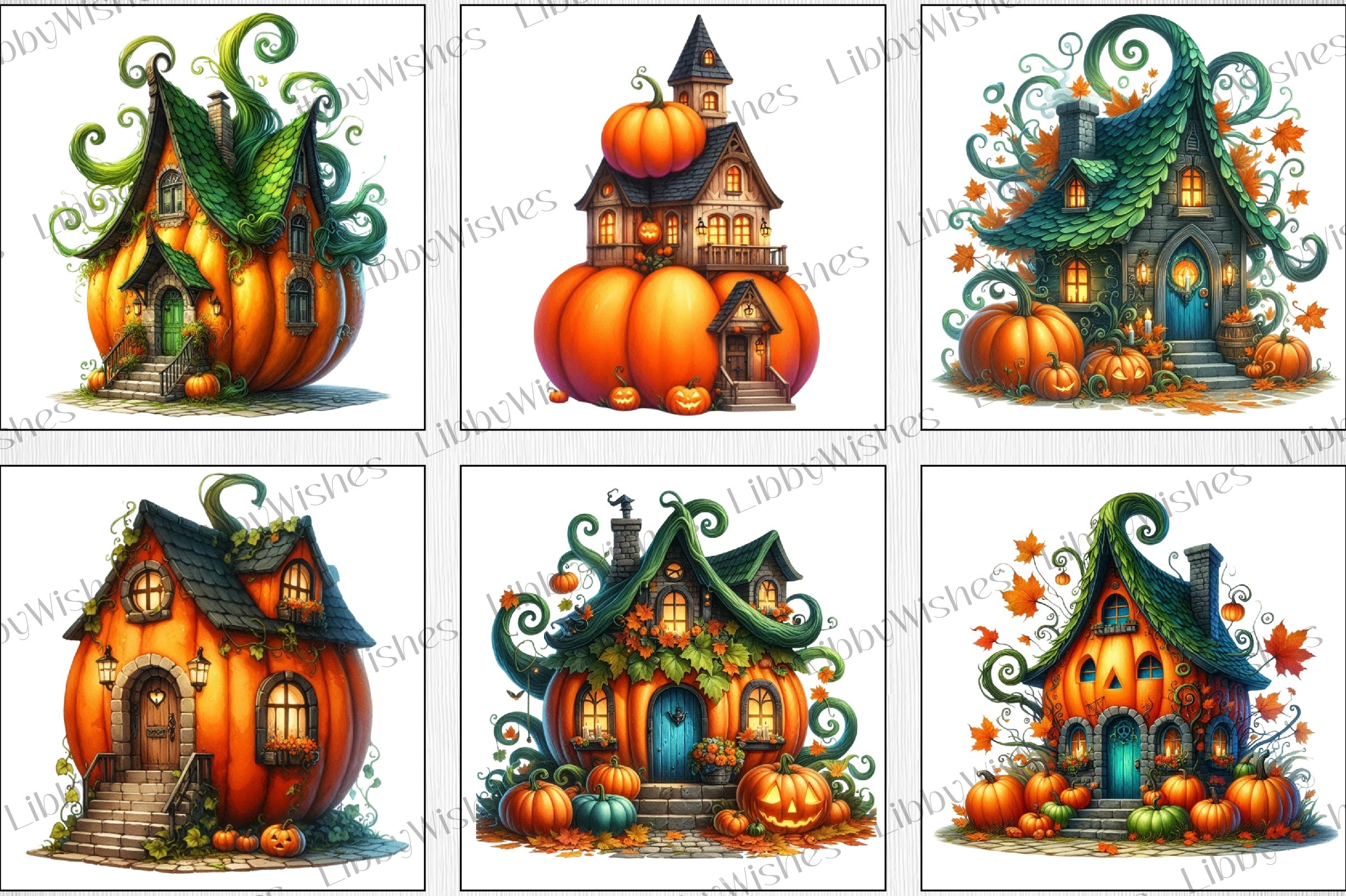 Halloween Pumpkin House Clipart Bundle 2 - CraftNest - Digital Crafting and Art