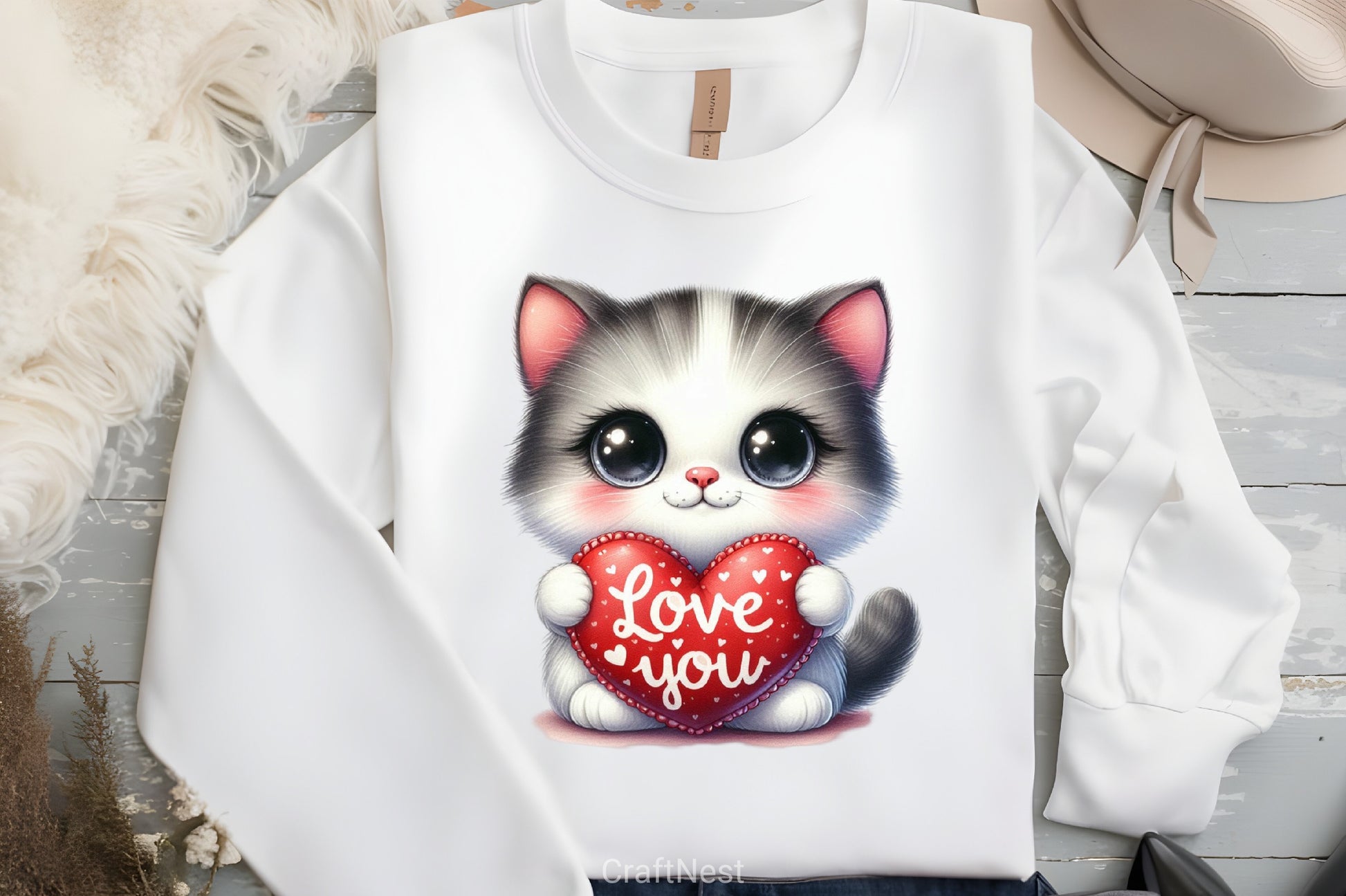 Love You Cat Valentine's Clipart Bundle - CraftNest - Digital Crafting and Art