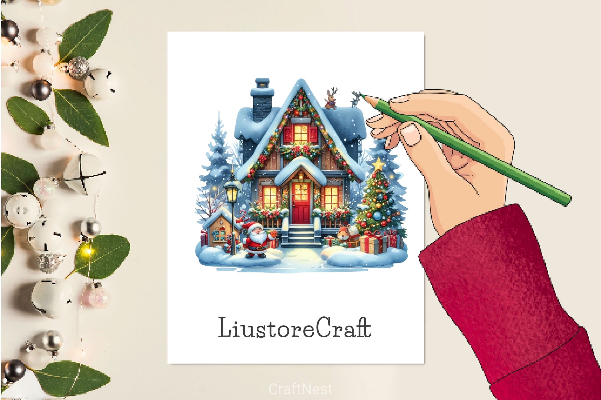 Christmas House Santa House Clipart Bundle - CraftNest - Digital Crafting and Art