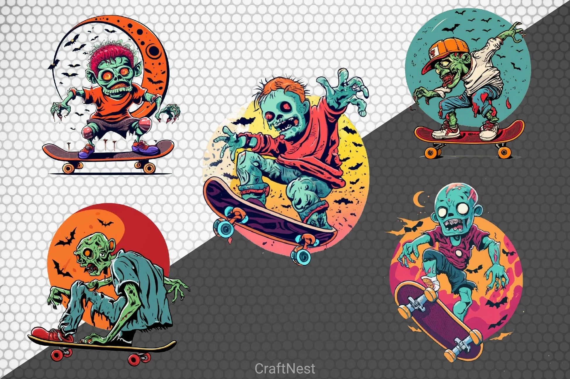 Halloween Zombies T Shirt Design Clipart Bundle - CraftNest - Digital Crafting and Art