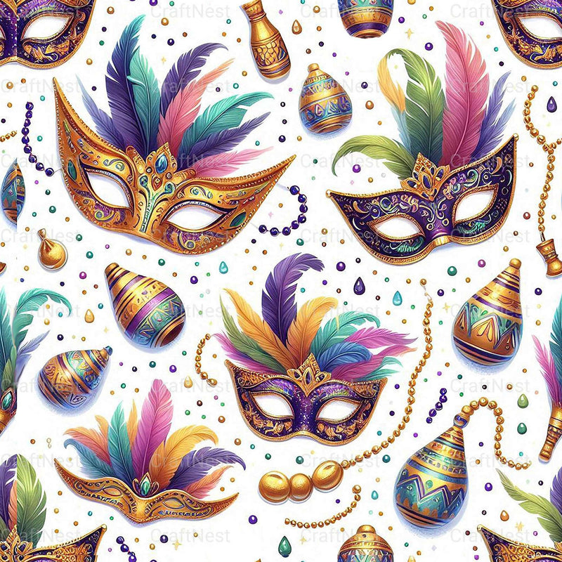 Mardi Gras Seamless Digital Paper - CraftNest - Digital Crafting and Art