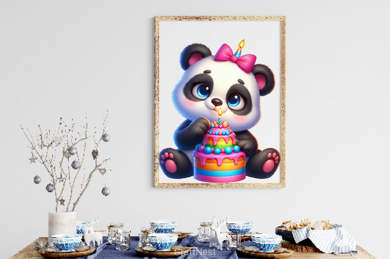 Panda Birthday Clipart Bundle 2 - CraftNest - Digital Crafting and Art