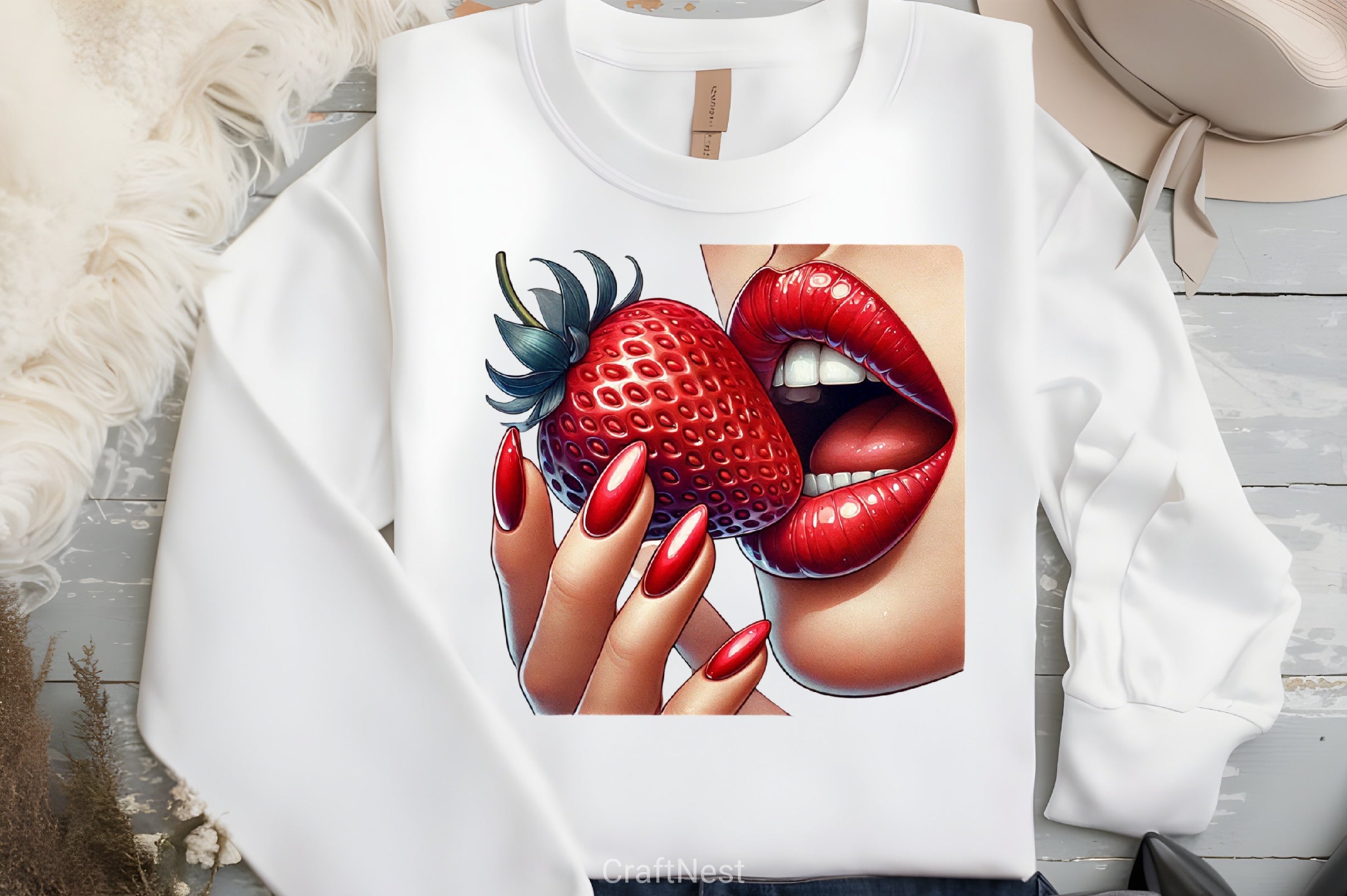 Glossy Red Lips & Strawberry Clipart Bundle 4 - CraftNest - Digital Crafting and Art