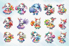 Collection Of Bunny And Bouquet Clipart Bundle - CraftNest - Digital Crafting and Art