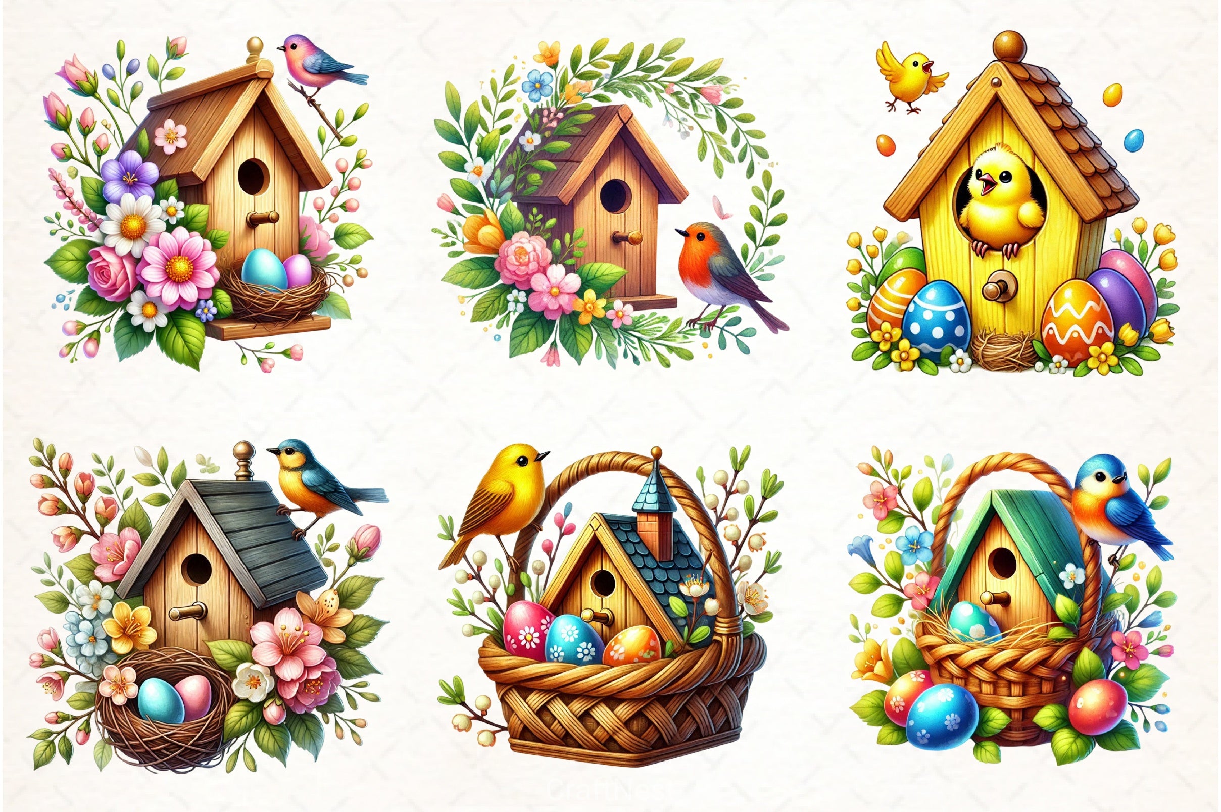 Easter Birdhouse Clipart Bundle - CraftNest - Digital Crafting and Art
