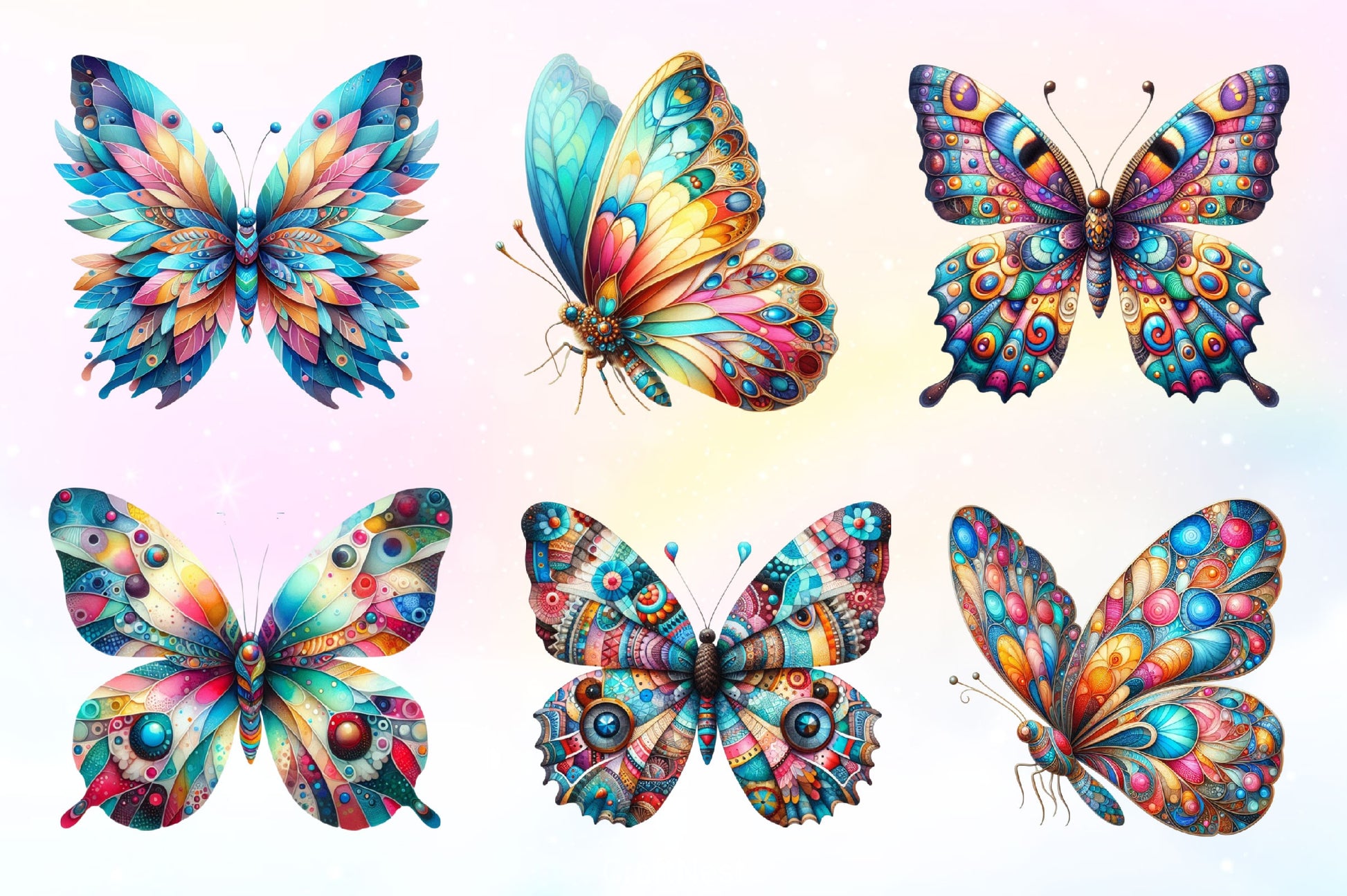 Patchwork Butterfly Clipart Bundle - CraftNest - Digital Crafting and Art