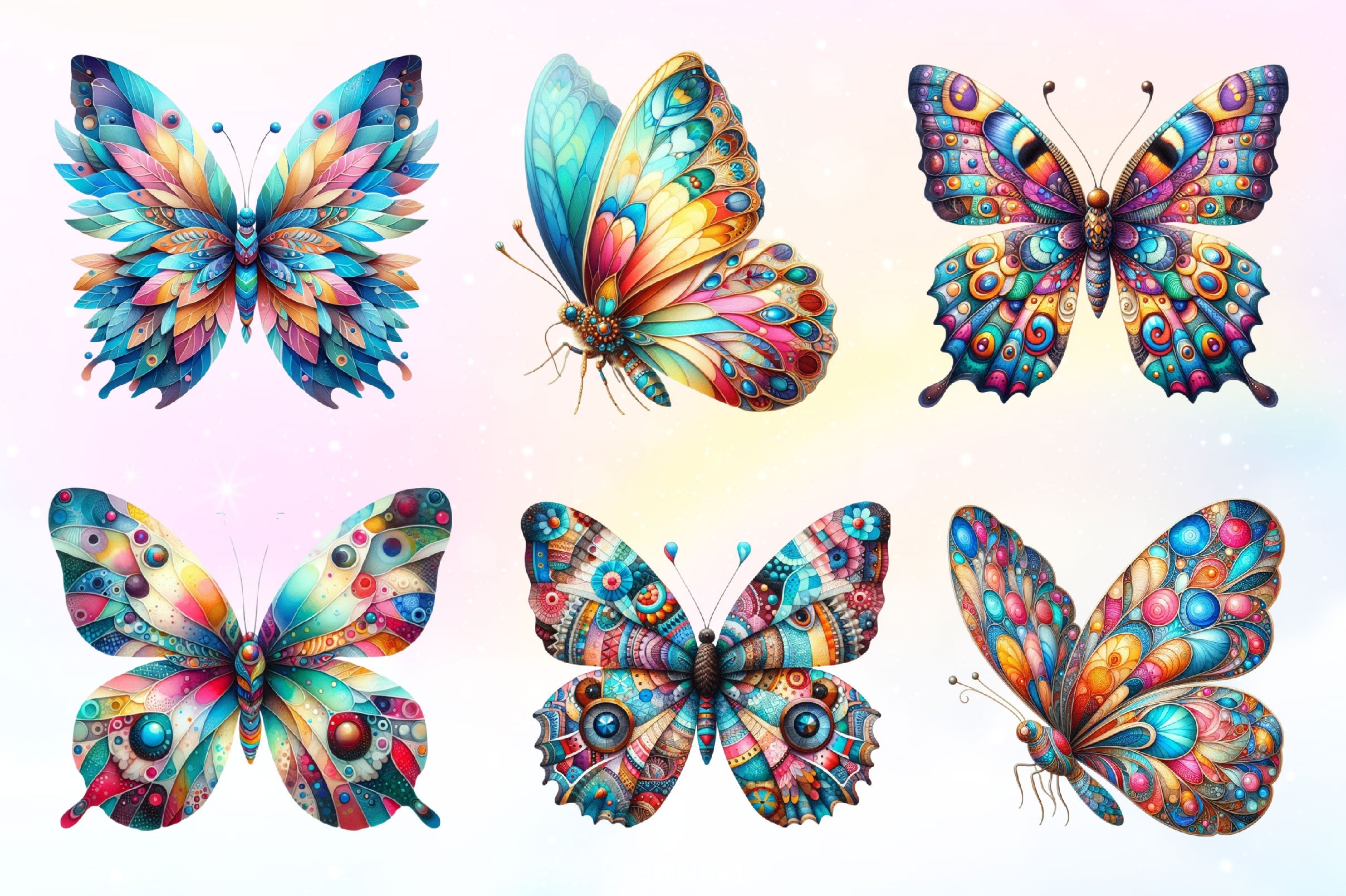 Patchwork Butterfly Clipart Bundle - CraftNest - Digital Crafting and Art