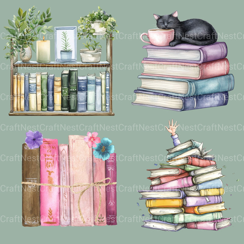 Books Updated Clipart Bundle - CraftNest - Digital Crafting and Art