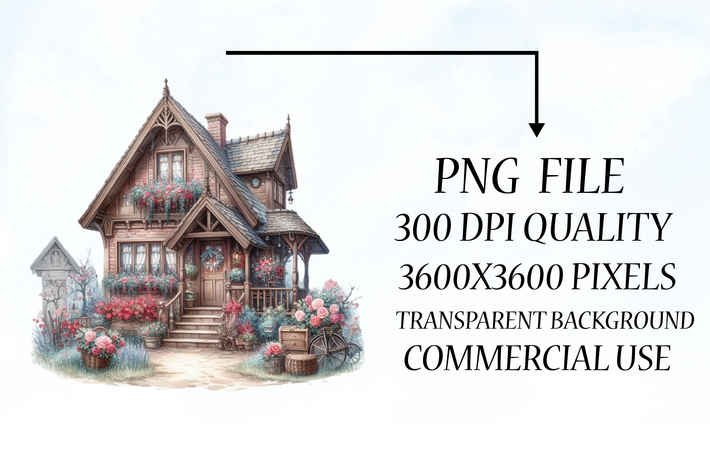 Romantic Valentine's Cottage Clipart Bundle - CraftNest - Digital Crafting and Art