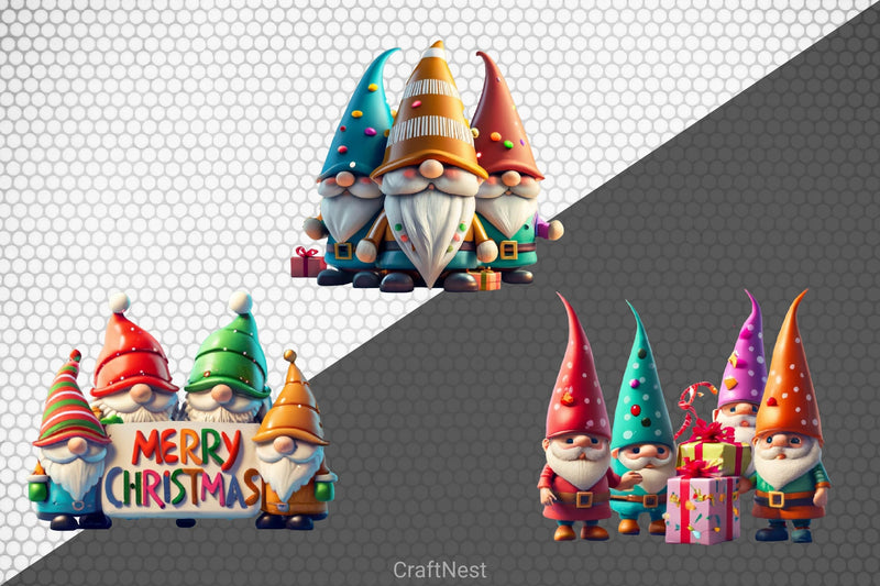 Cute Christmas Gnome Clipart Bundle - CraftNest - Digital Crafting and Art