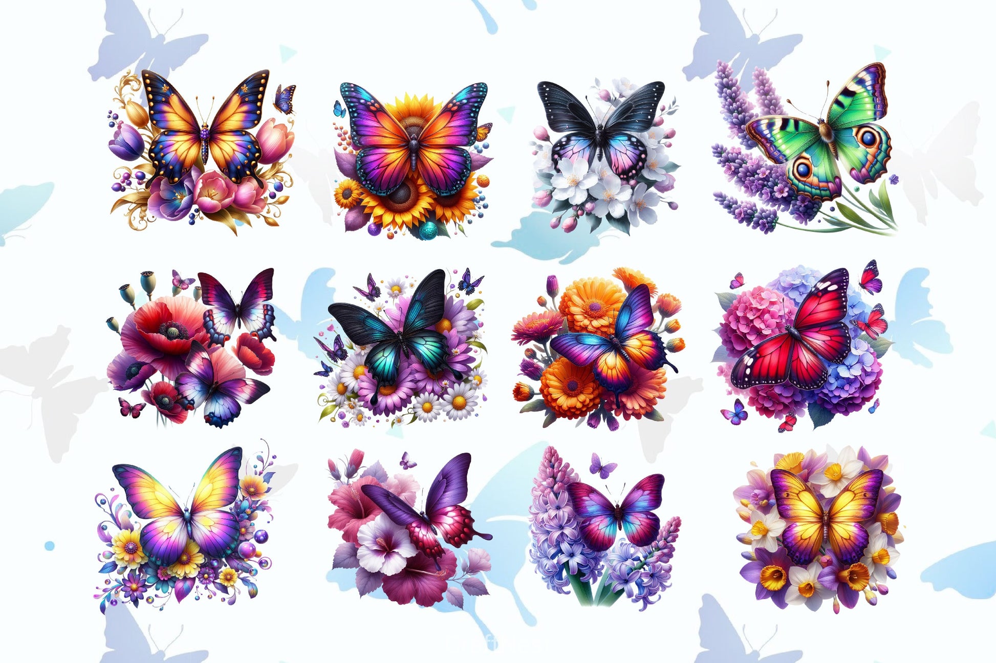 Butterfly Flowers Clipart Bundle 26 - CraftNest - Digital Crafting and Art