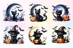 Halloween Black Cat Clipart Bundle 7 - CraftNest - Digital Crafting and Art