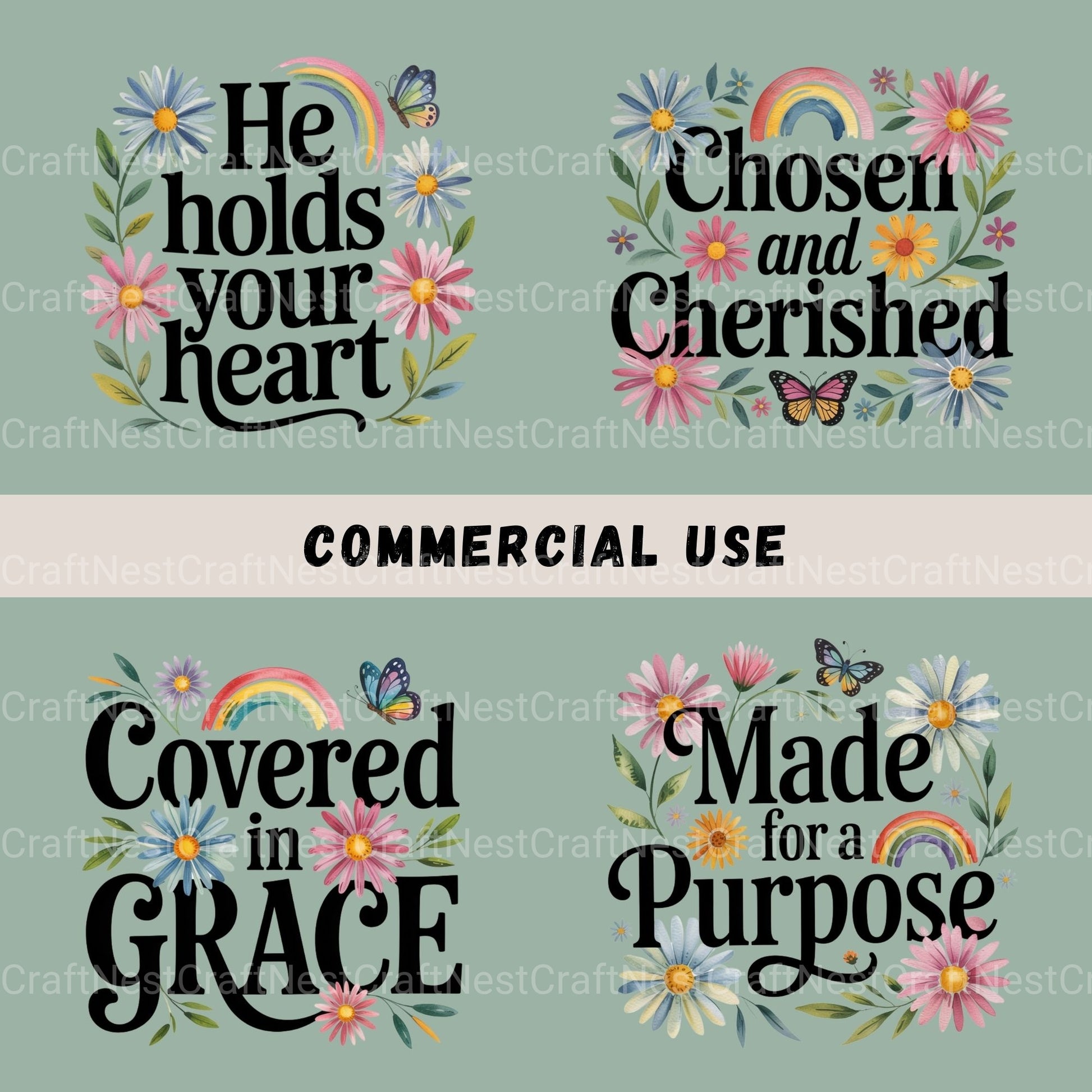 Bible Quotes Daisies Clipart Bundle - CraftNest - Digital Crafting and Art