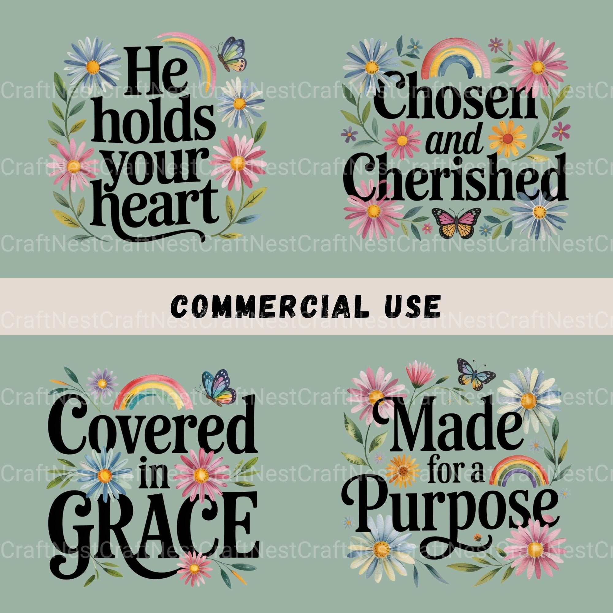 Bible Quotes Daisies Clipart Bundle - CraftNest - Digital Crafting and Art