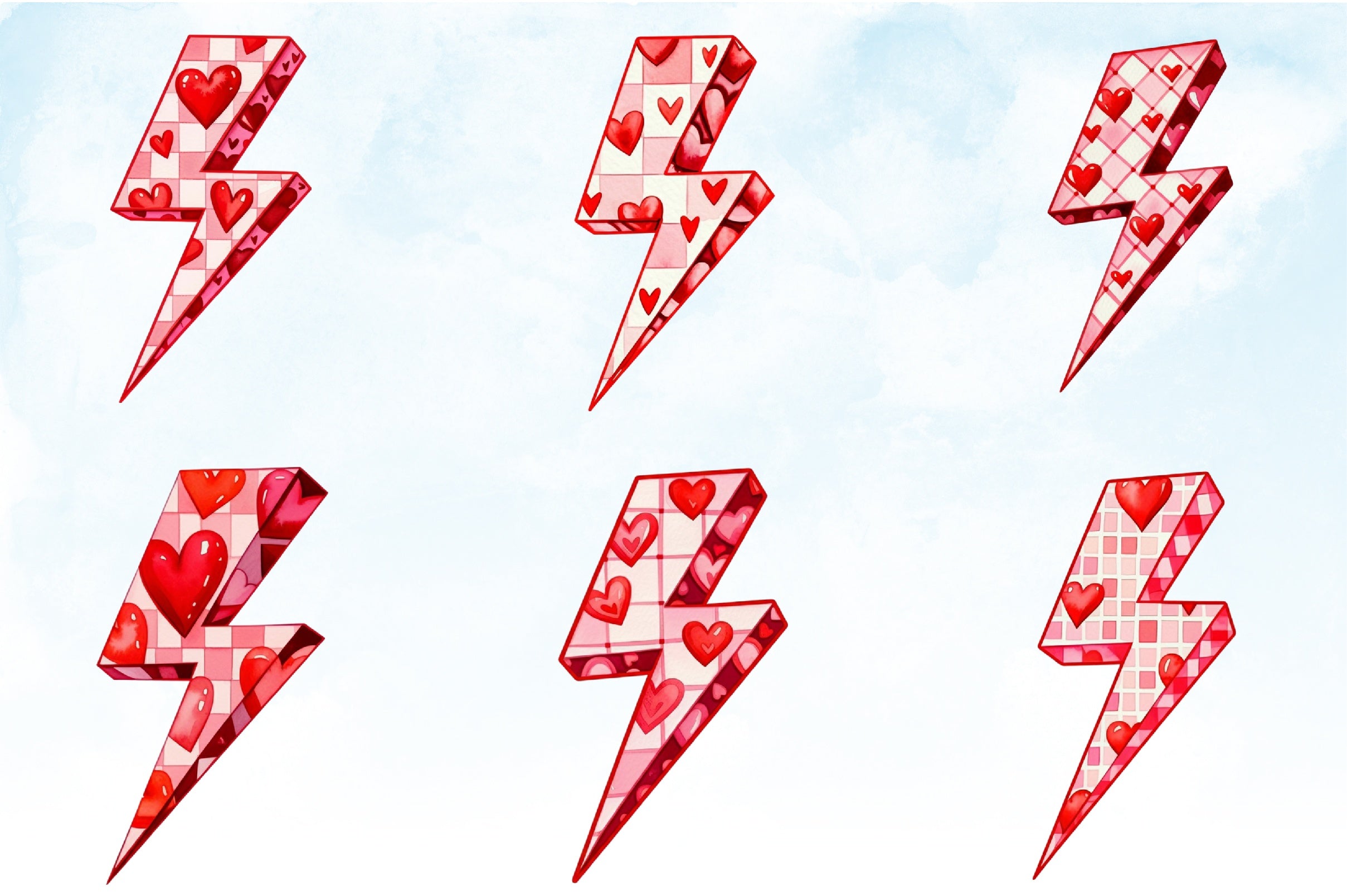 Valentine's Lightning Bolt Clipart Bundle - CraftNest - Digital Crafting and Art