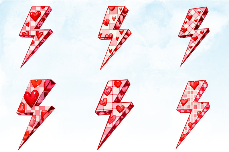 Valentine's Lightning Bolt Clipart Bundle - CraftNest - Digital Crafting and Art