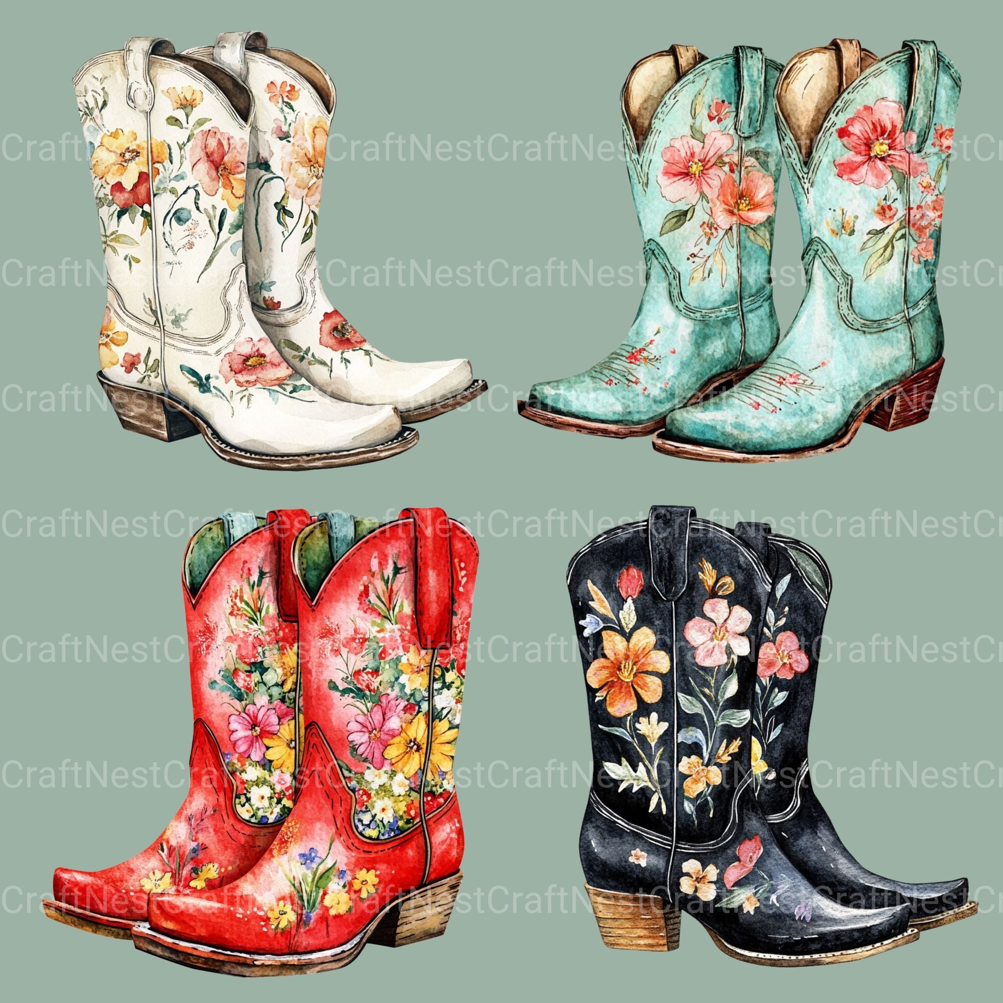 Lady Cowboy Boots Clipart Bundle - CraftNest - Digital Crafting and Art