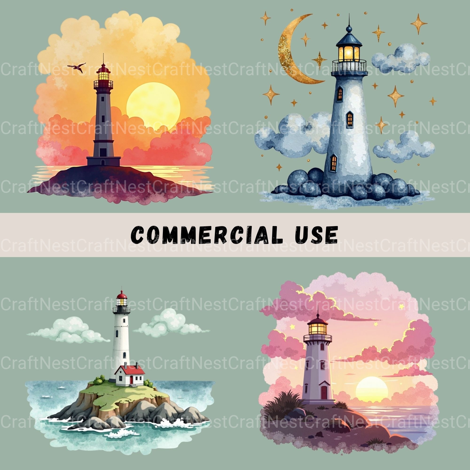 Lighthouses Clipart Bundle - CraftNest - Digital Crafting and Art