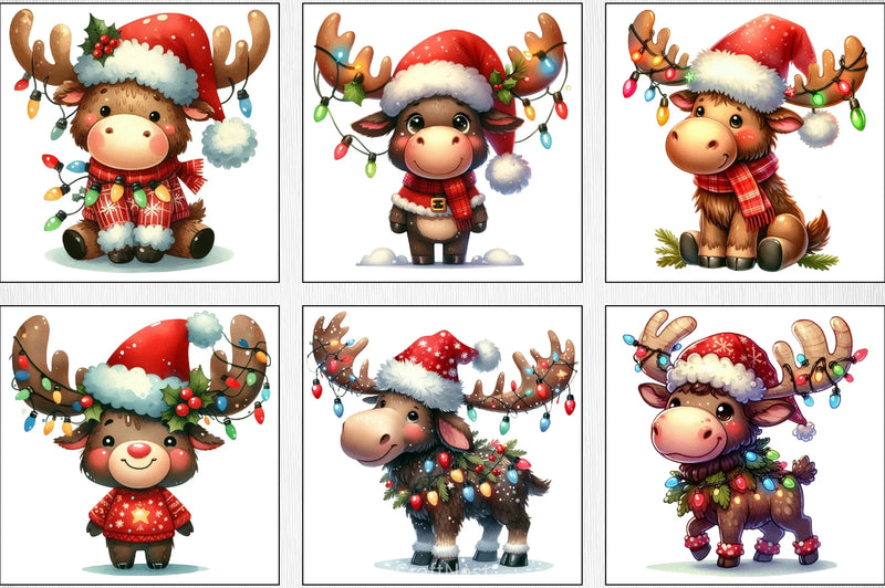 Christmas Moose Clipart Bundle - CraftNest - Digital Crafting and Art