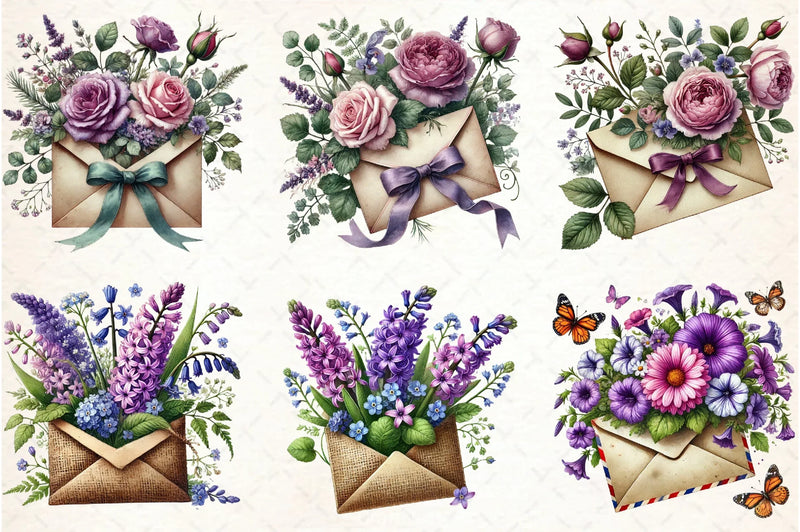 Spring Flowers & Envelope Clipart Bundle - CraftNest - Digital Crafting and Art