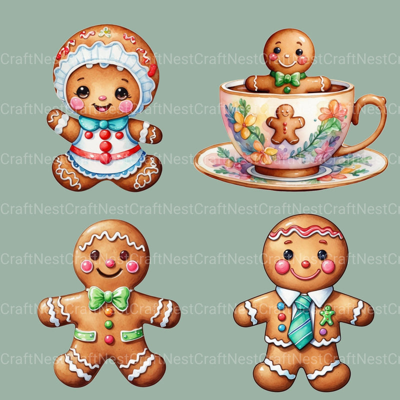 Gingerbread People Clipart Bundle - CraftNest - Digital Crafting and Art